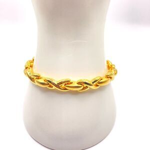 Gold matte and shiny x tennis bracelet